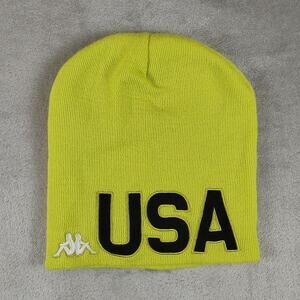 Kappa 6Cento Wabato2 USA Ski team neon green wool blend winter beanie unisex OS